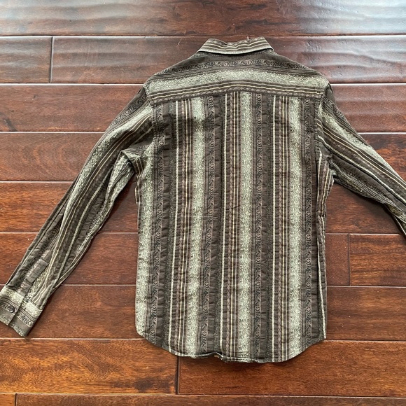 Chocolate Brown Western Style Button Down Shirt Size Large Athletic Fit by 4YOU - Picture 6 of 6